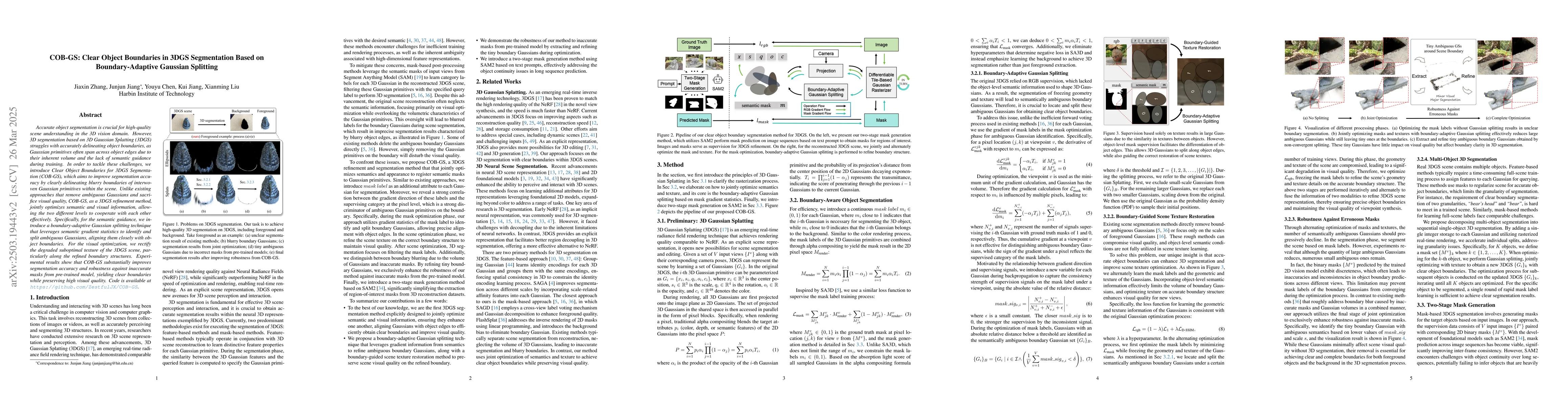 Thumbnail for COB-GS: Clear Object Boundaries in 3DGS Segmentation Based on
  Boundary-Adaptive Gaussian Splitting