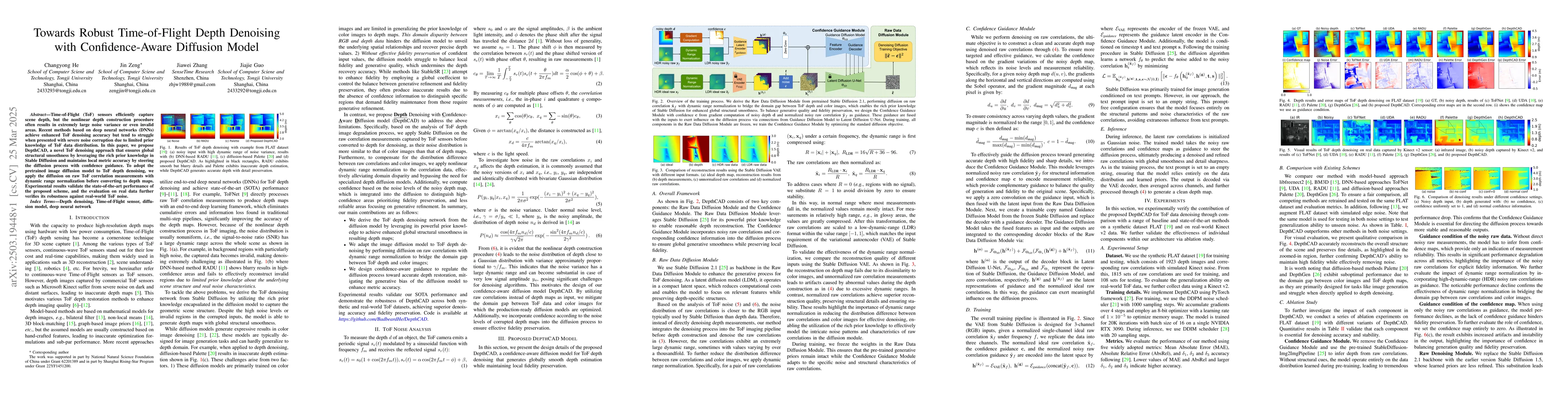 Thumbnail for Towards Robust Time-of-Flight Depth Denoising with Confidence-Aware
  Diffusion Model