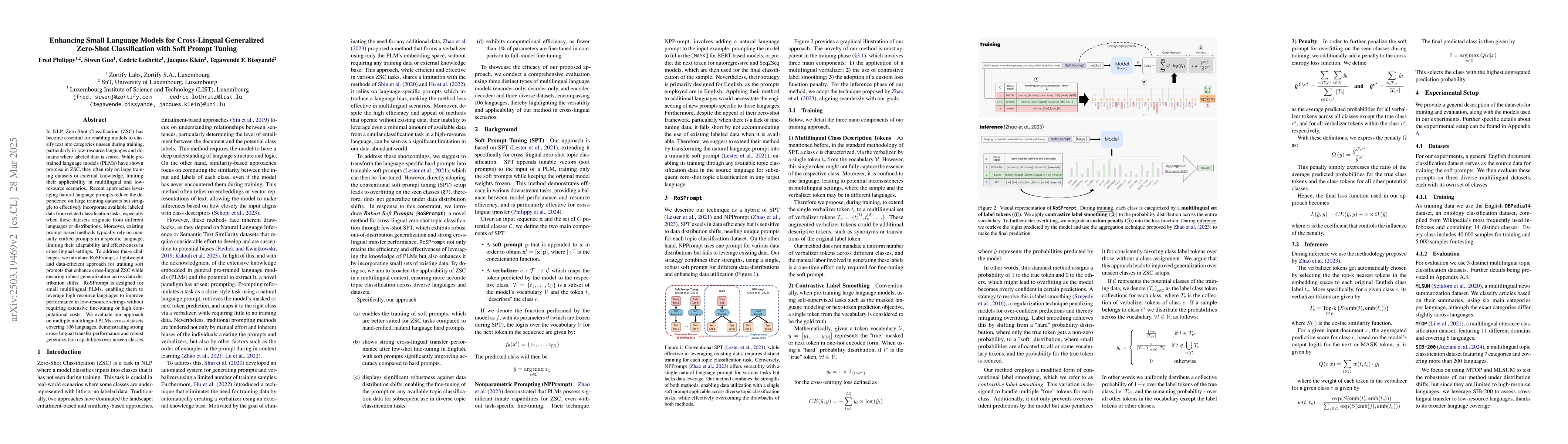 Thumbnail for Enhancing Small Language Models for Cross-Lingual Generalized Zero-Shot
  Classification with Soft Prompt Tuning