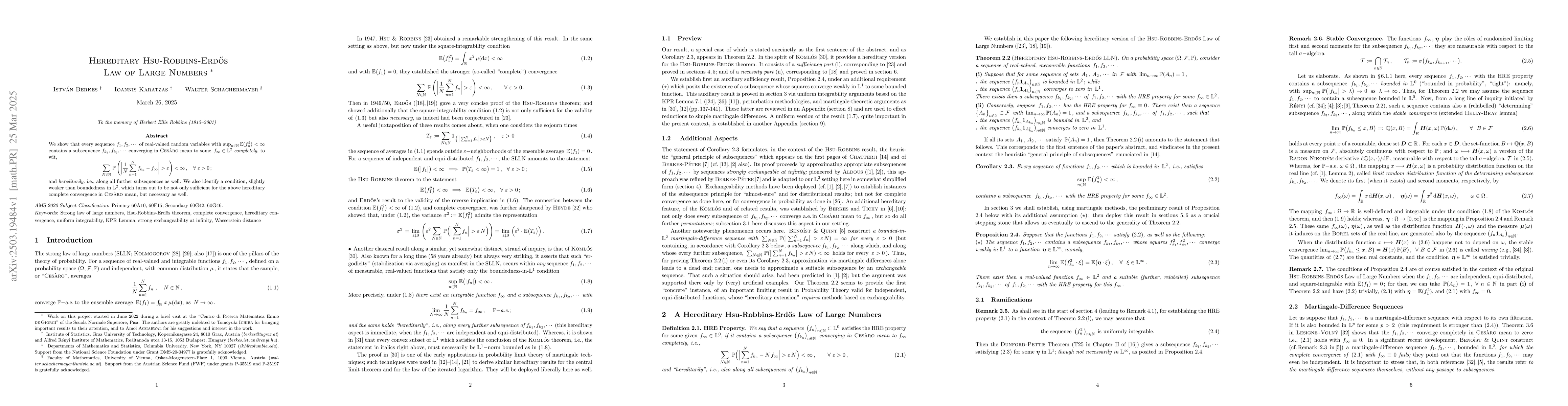 Thumbnail for Hereditary Hsu-Robbins-Erdös Law of Large Numbers