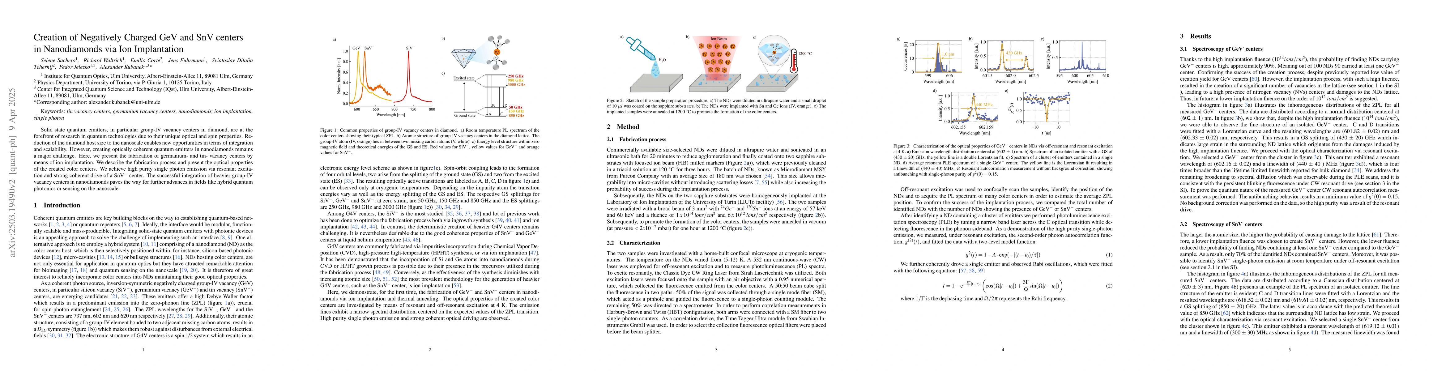 Thumbnail for Creation of Negatively Charged GeV and SnV centers in Nanodiamonds via
  Ion Implantation
