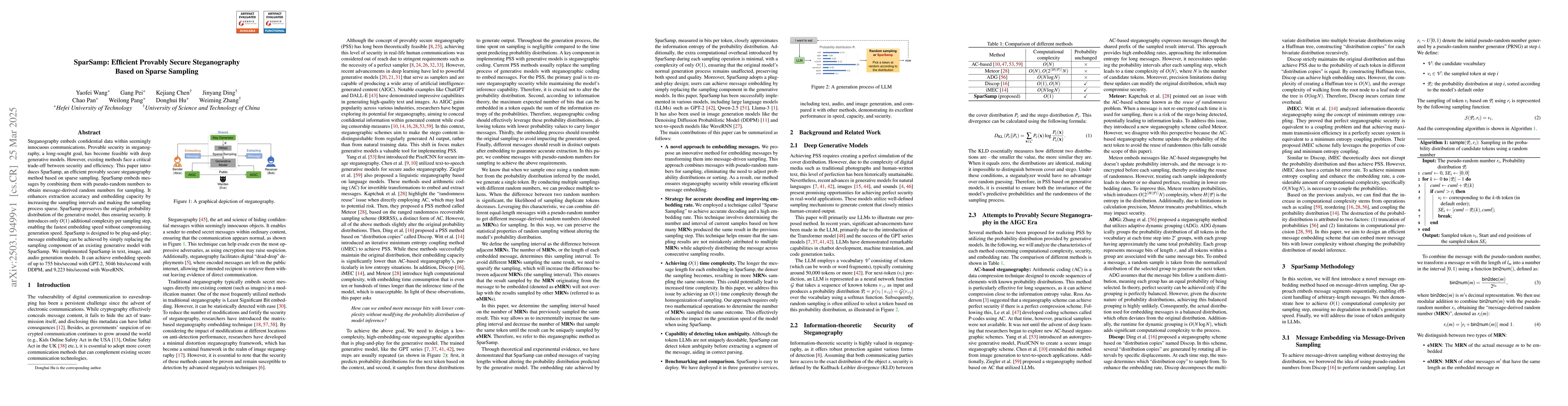 Thumbnail for SparSamp: Efficient Provably Secure Steganography Based on Sparse
  Sampling