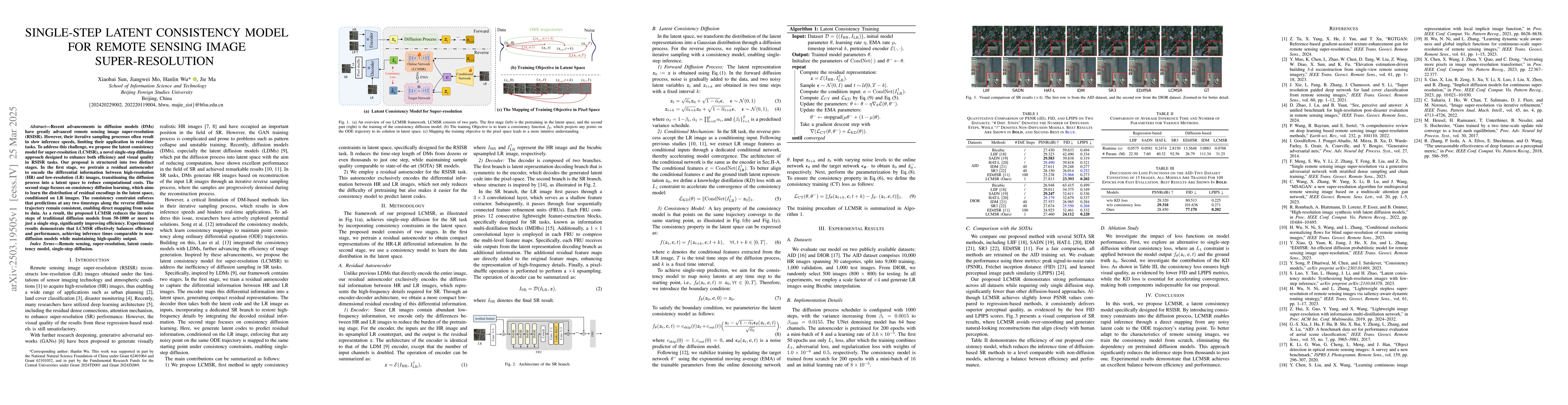 Thumbnail for Single-Step Latent Consistency Model for Remote Sensing Image
  Super-Resolution