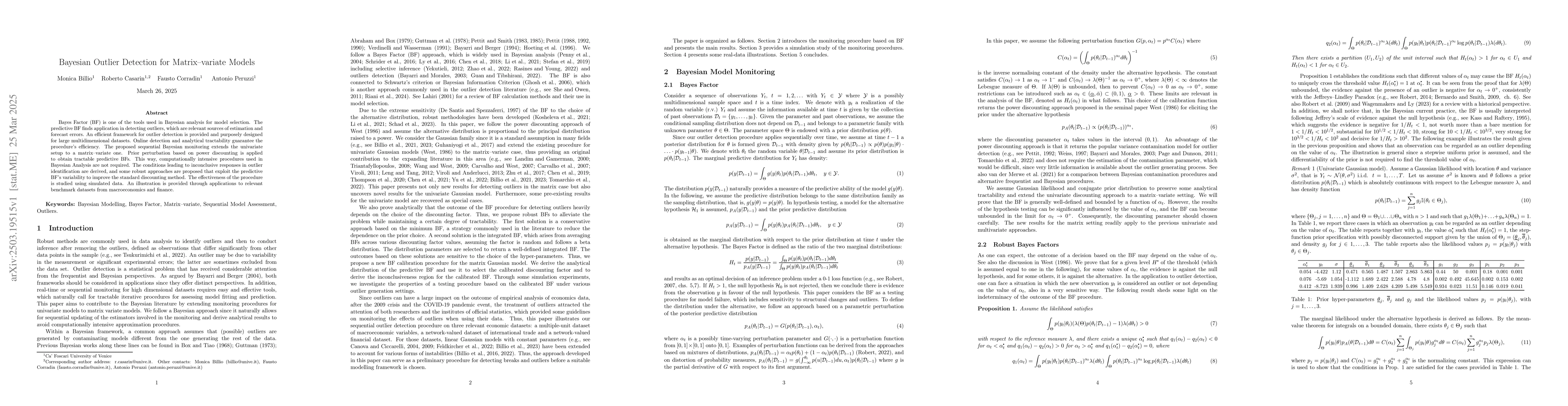 Thumbnail for Bayesian Outlier Detection for Matrix-variate Models