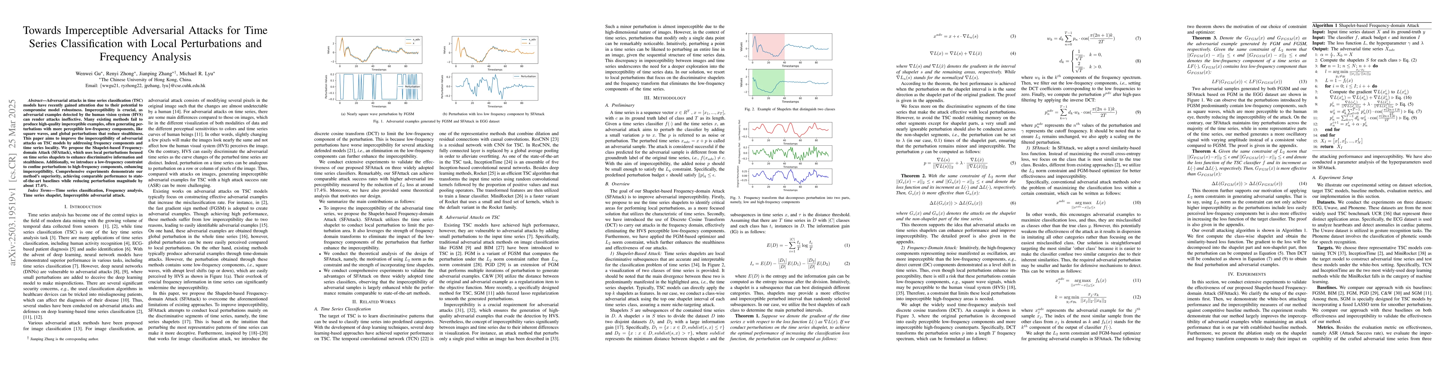 Thumbnail for Towards Imperceptible Adversarial Attacks for Time Series Classification
  with Local Perturbations and Frequency Analysis