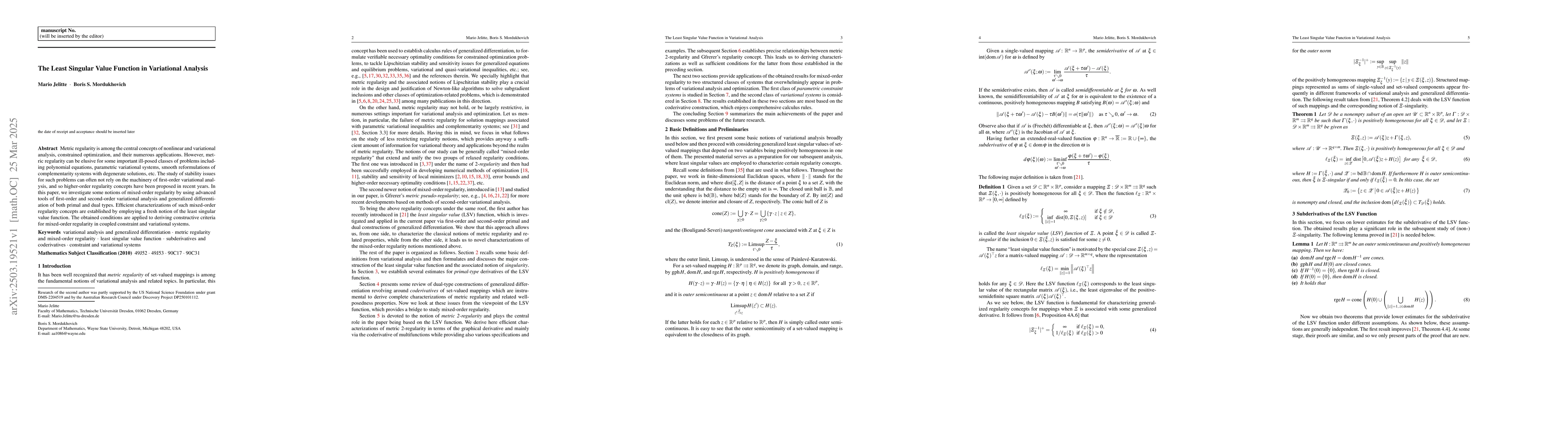 Thumbnail for The Least Singular Value Function in Variational Analysis