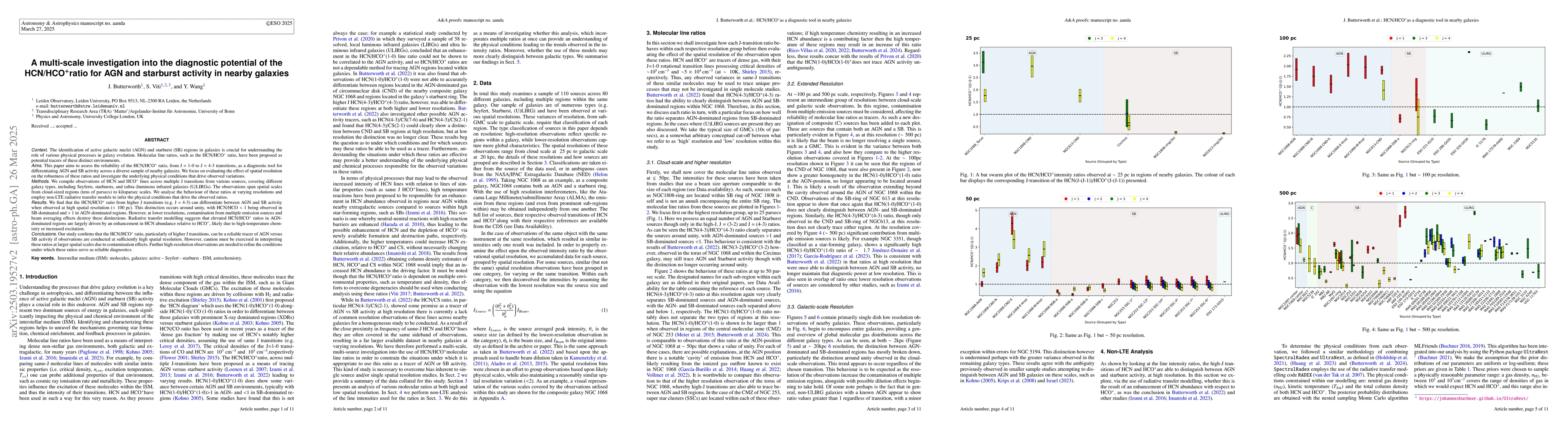 Thumbnail for A multi-scale investigation into the diagnostic potential of the
  HCN/HCO$^+$ ratio for AGN and starburst activity in nearby galaxies