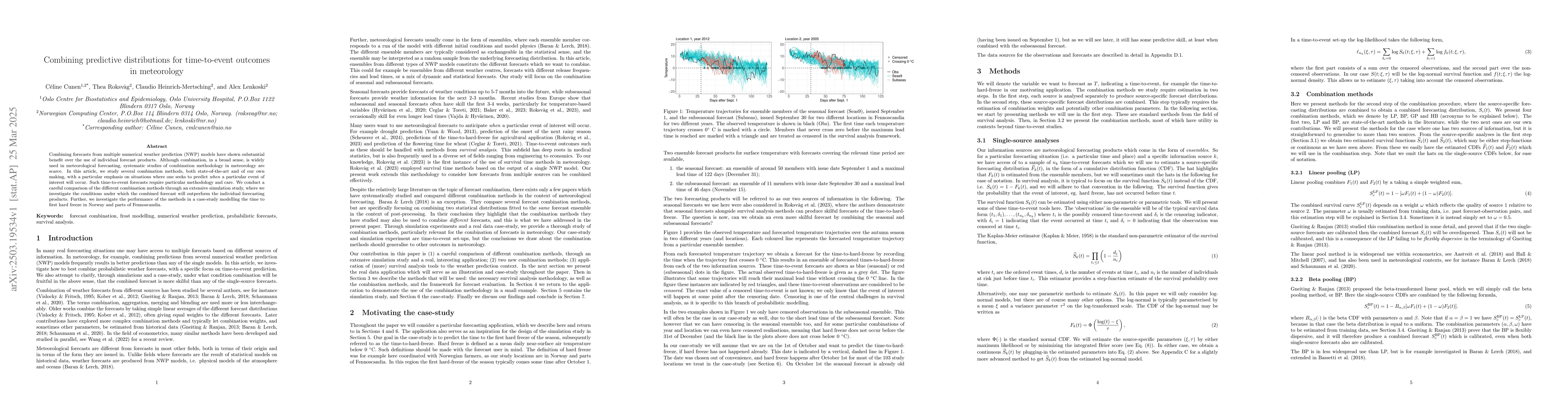 Thumbnail for Combining predictive distributions for time-to-event outcomes in
  meteorology