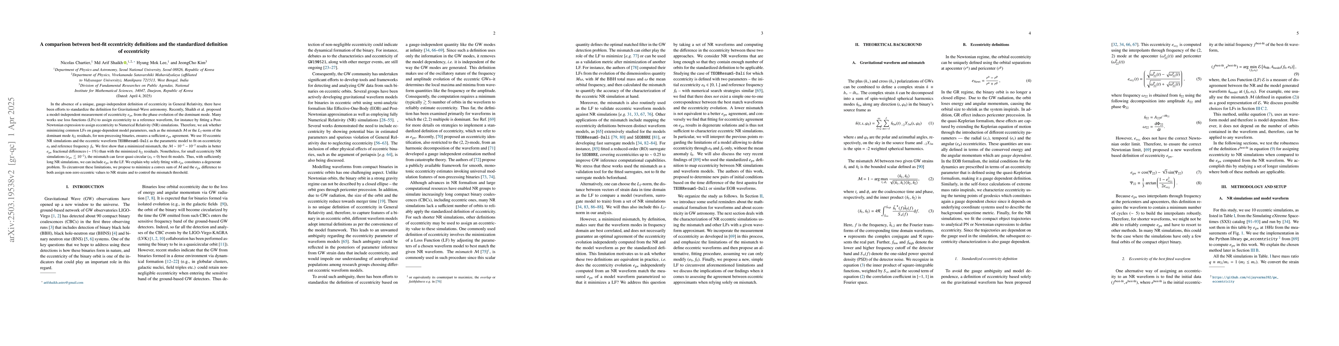 Thumbnail for A comparison between best-fit eccentricity definitions and the
  standardized definition of eccentricity