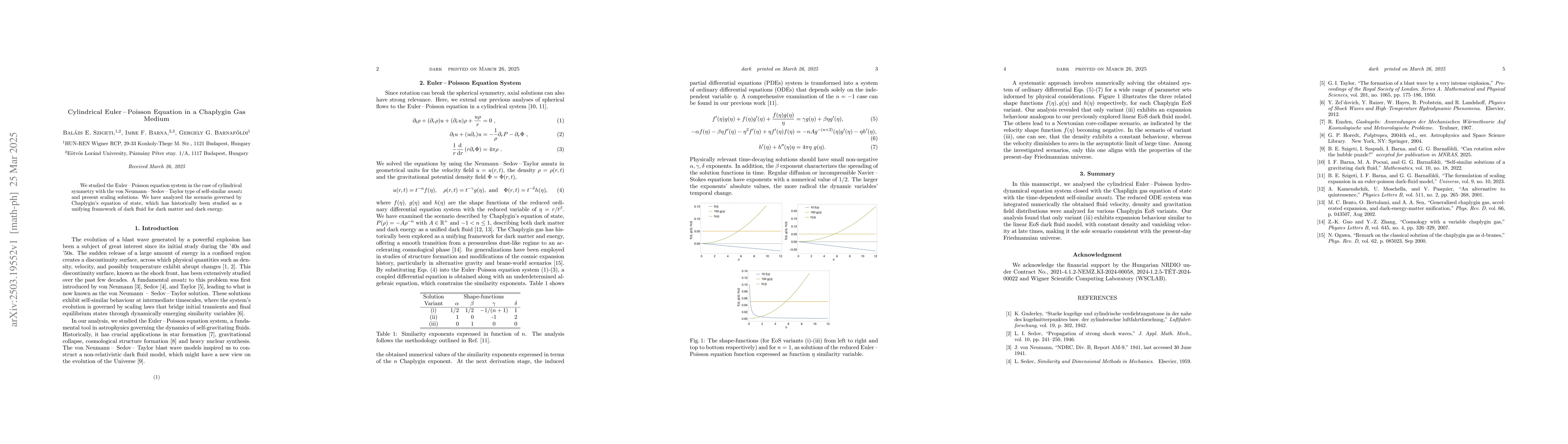 Thumbnail for Cylindrical Euler--Poisson Equation in a Chaplygin Gas Medium