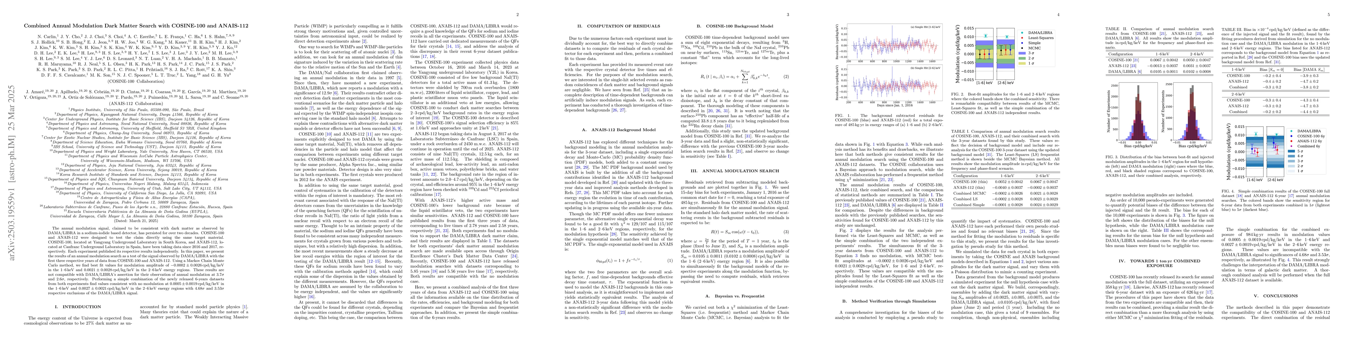 Thumbnail for Combined Annual Modulation Dark Matter Search with COSINE-100 and
  ANAIS-112