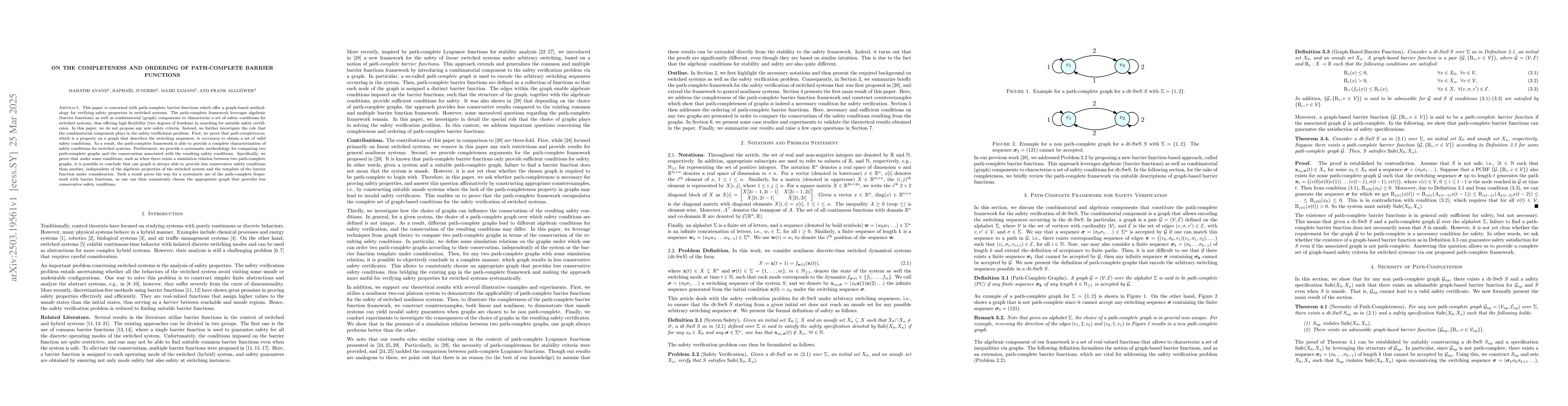 Thumbnail for On the Completeness and Ordering of Path-Complete Barrier Functions