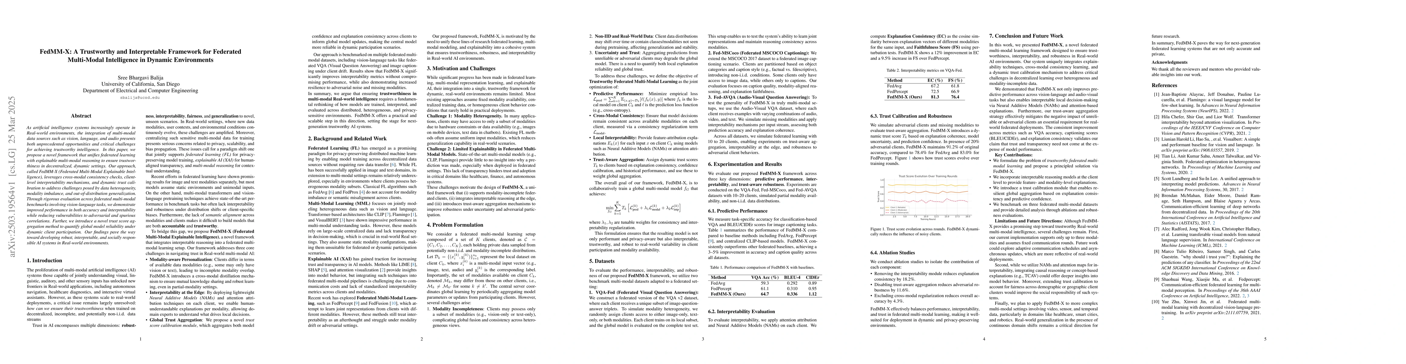 Thumbnail for FedMM-X: A Trustworthy and Interpretable Framework for Federated
  Multi-Modal Learning in Dynamic Environments