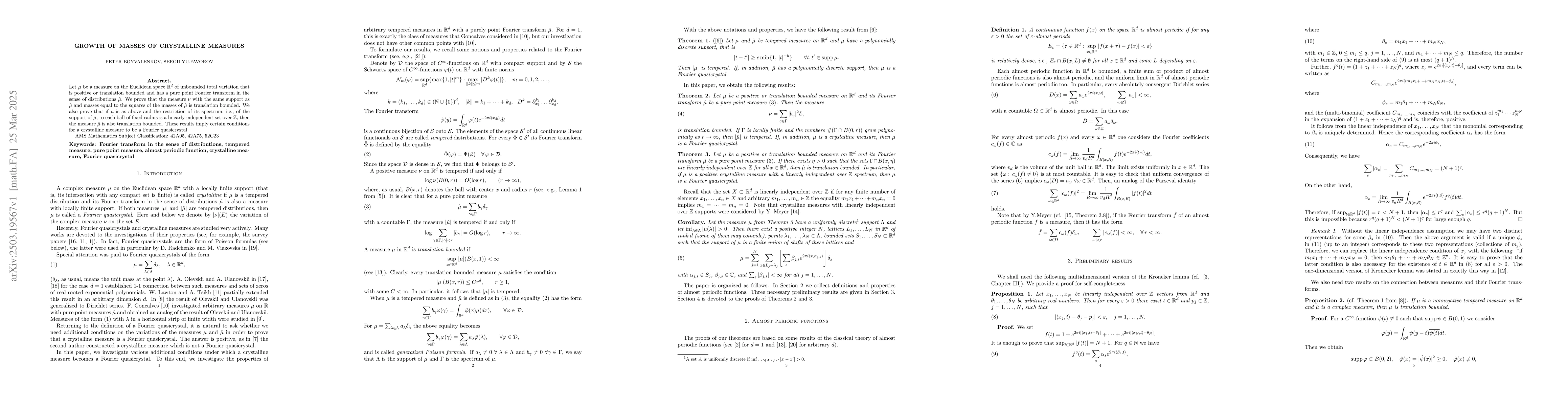 Thumbnail for Growth of masses of crystalline measures
