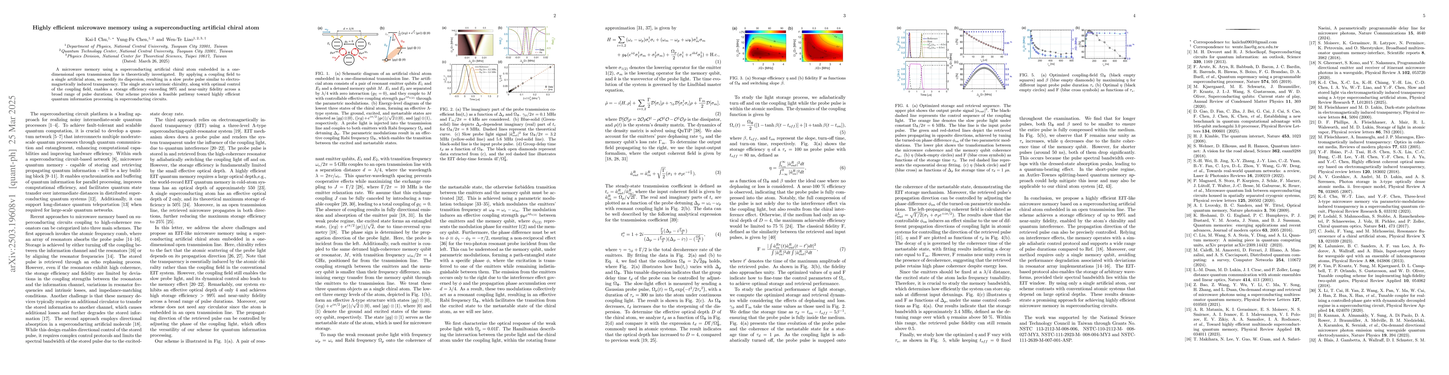 Thumbnail for Highly efficient microwave memory using a superconducting artificial
  chiral atom