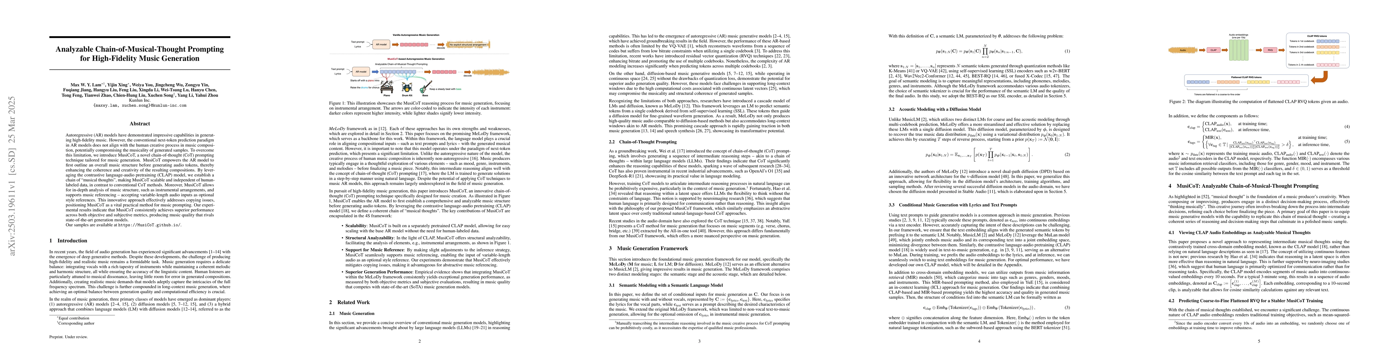 Thumbnail for Analyzable Chain-of-Musical-Thought Prompting for High-Fidelity Music
  Generation