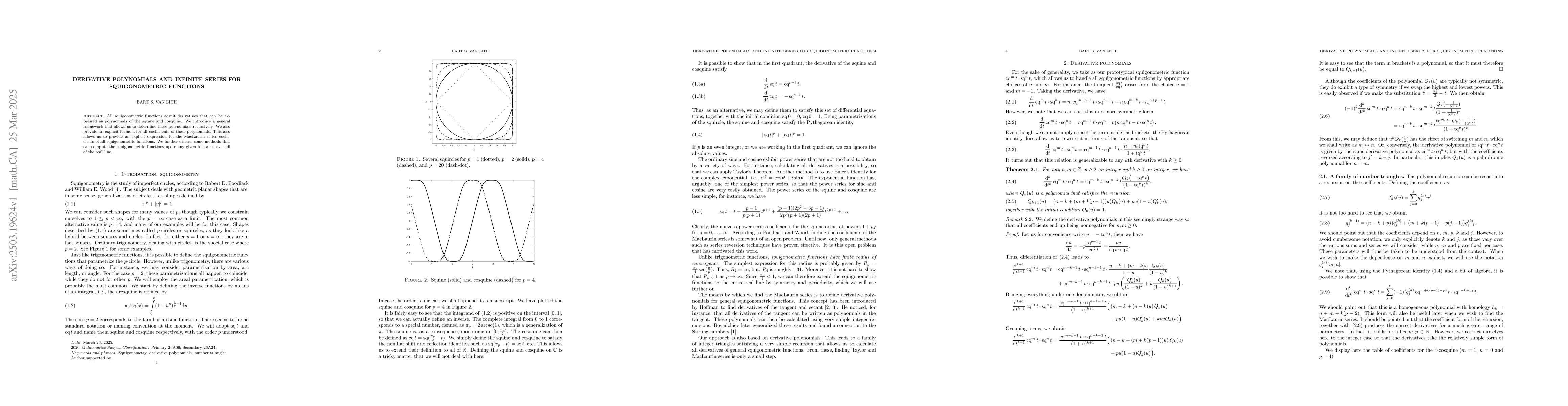 Thumbnail for Derivative polynomials and infinite series for squigonometric functions