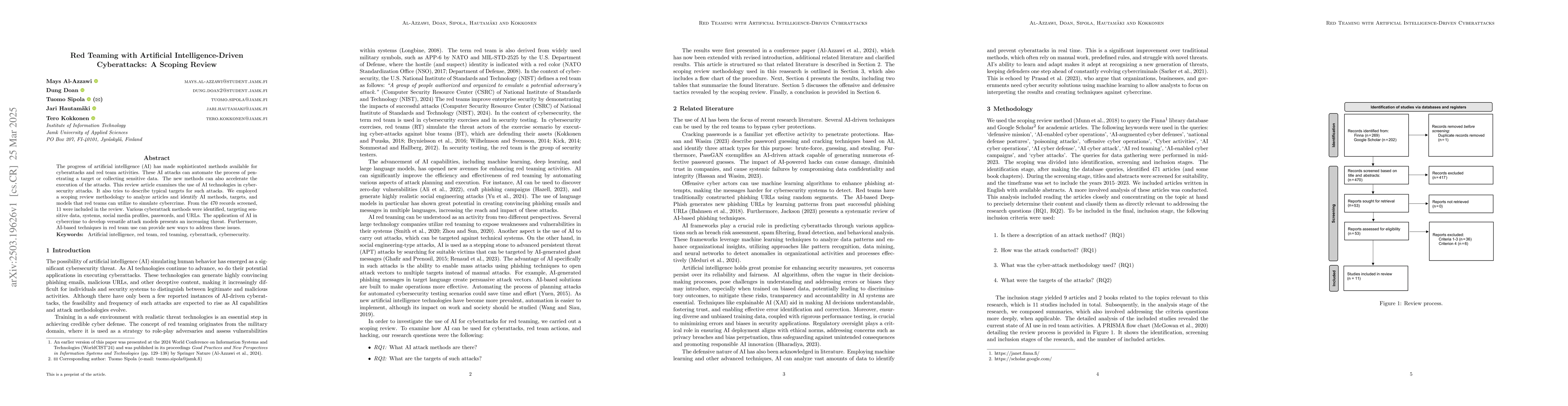 Thumbnail for Red Teaming with Artificial Intelligence-Driven Cyberattacks: A Scoping
  Review