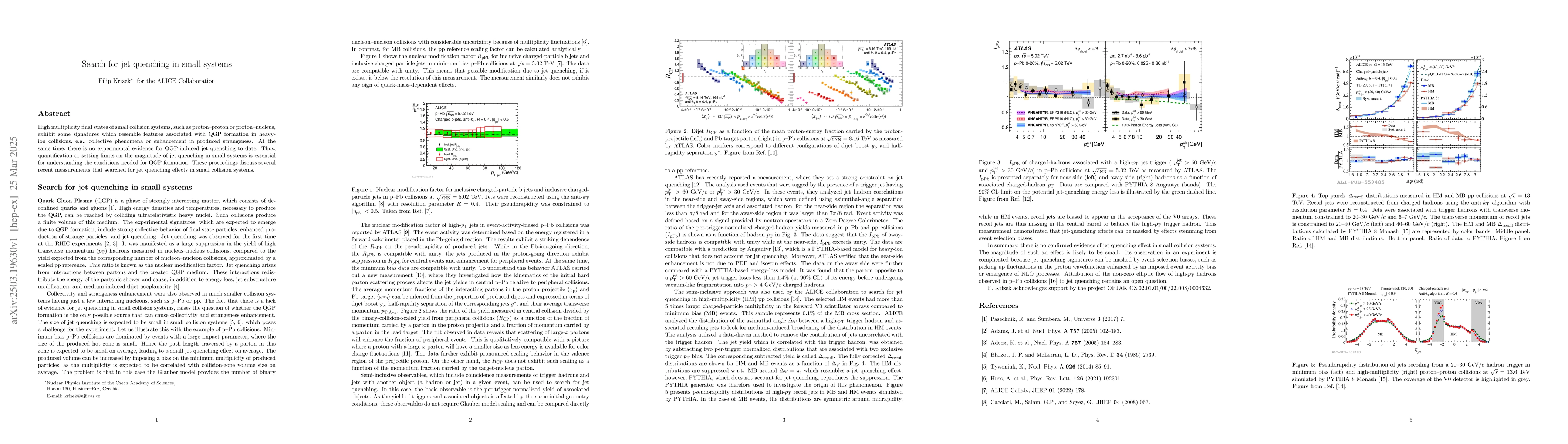 Thumbnail for Search for jet quenching in small systems