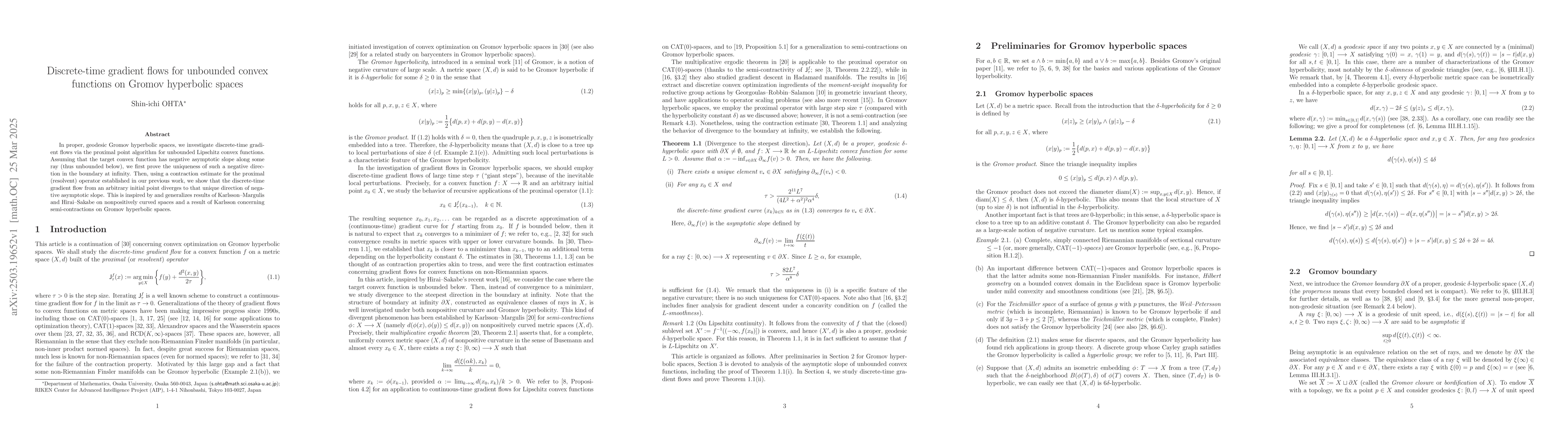 Thumbnail for Discrete-time gradient flows for unbounded convex functions on Gromov
  hyperbolic spaces