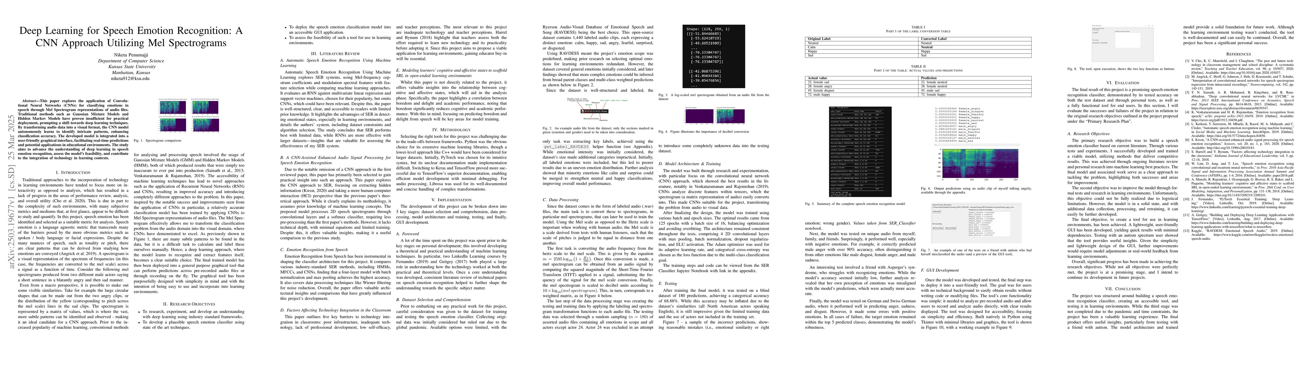 Thumbnail for Deep Learning for Speech Emotion Recognition: A CNN Approach Utilizing
  Mel Spectrograms