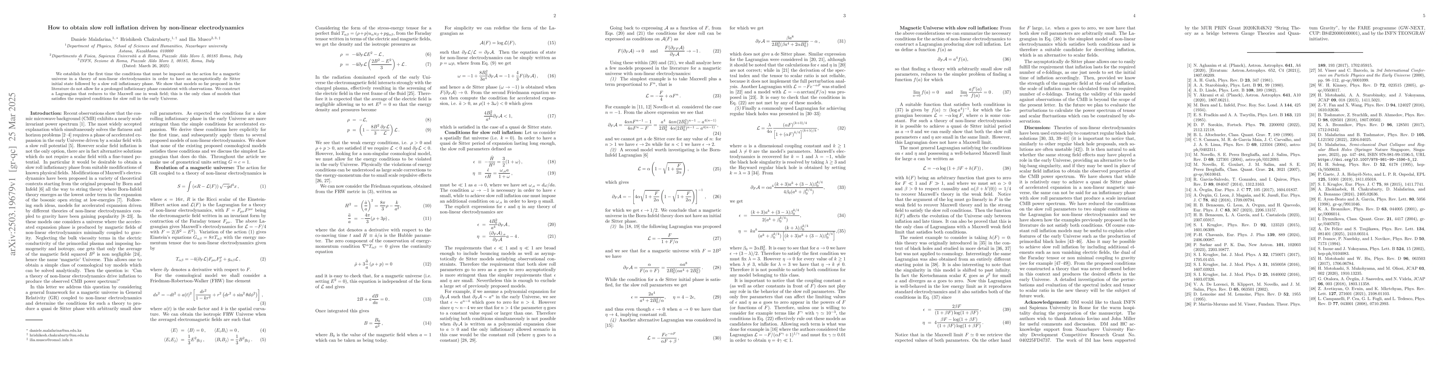 Thumbnail for How to obtain slow roll inflation driven by non-linear electrodynamics