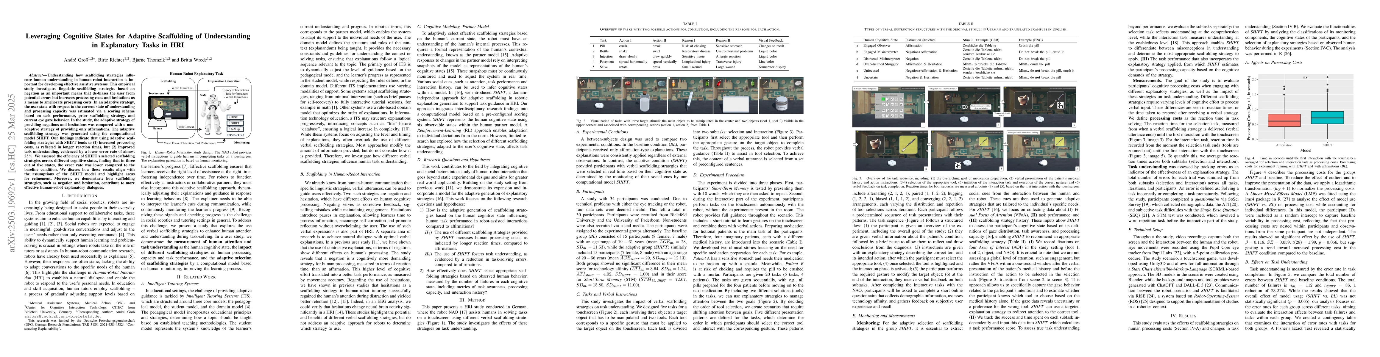 Thumbnail for Leveraging Cognitive States for Adaptive Scaffolding of Understanding in
  Explanatory Tasks in HRI