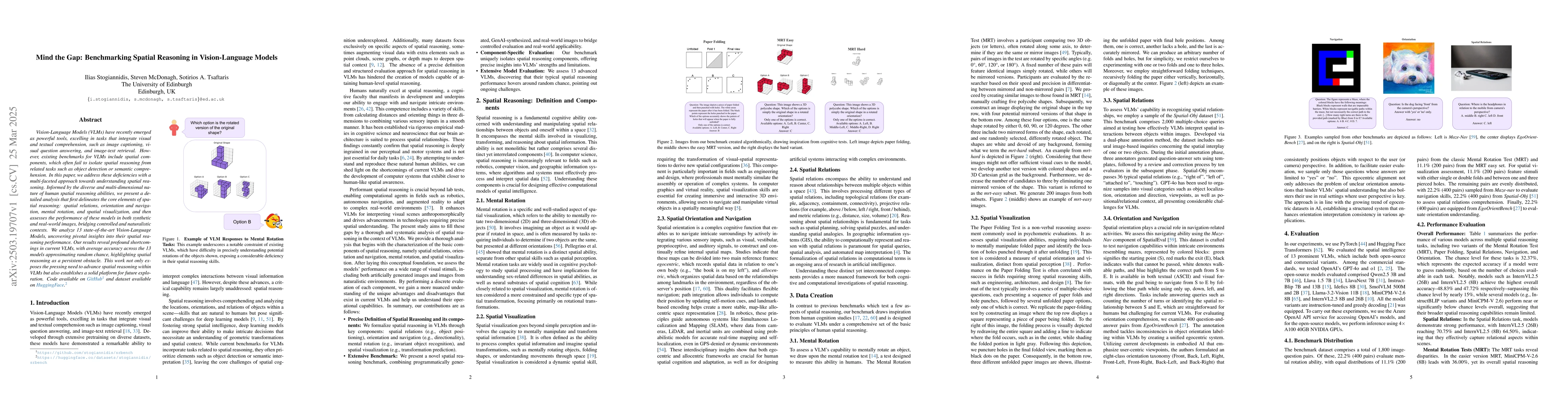 Thumbnail for Mind the Gap: Benchmarking Spatial Reasoning in Vision-Language Models