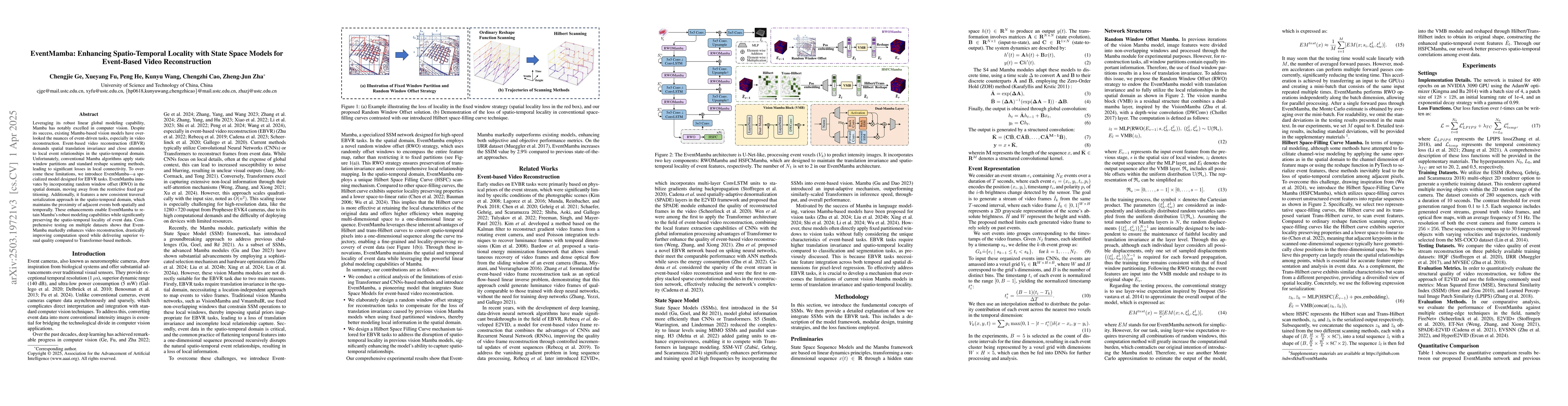 Thumbnail for EventMamba: Enhancing Spatio-Temporal Locality with State Space Models
  for Event-Based Video Reconstruction