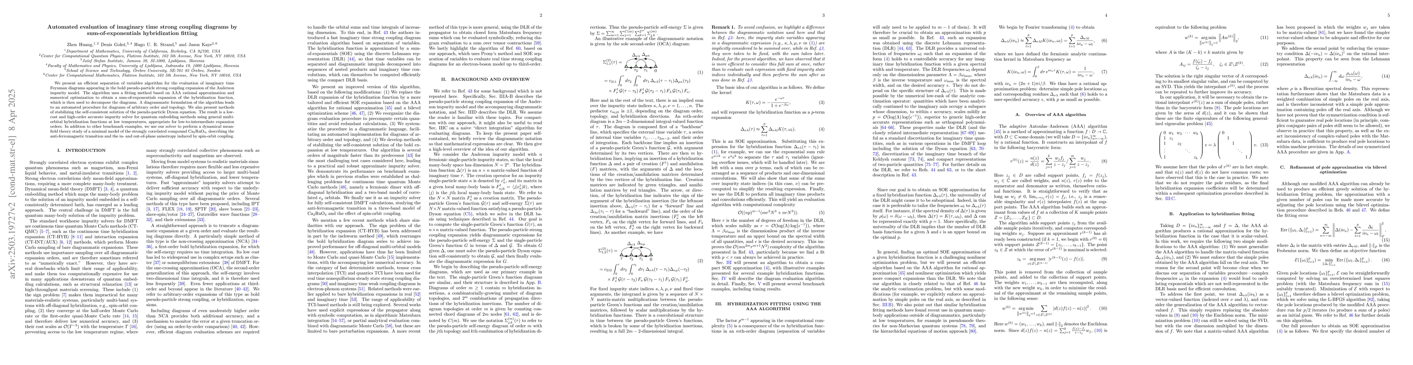 Thumbnail for Automated evaluation of imaginary time strong coupling diagrams by
  sum-of-exponentials hybridization fitting