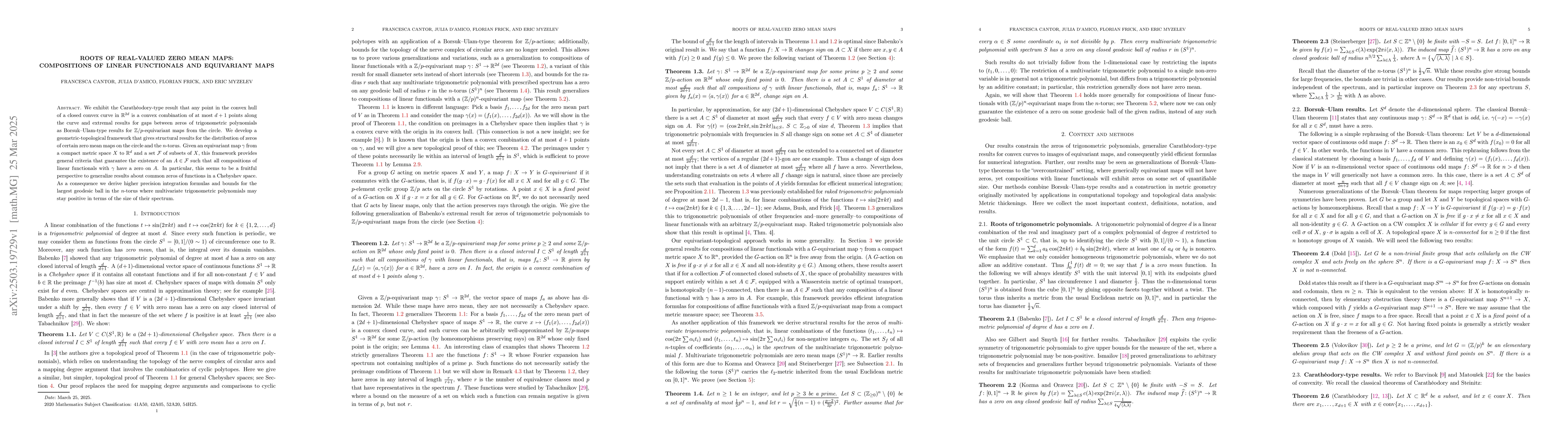 Thumbnail for Roots of real-valued zero mean maps: Compositions of linear functionals
  and equivariant maps