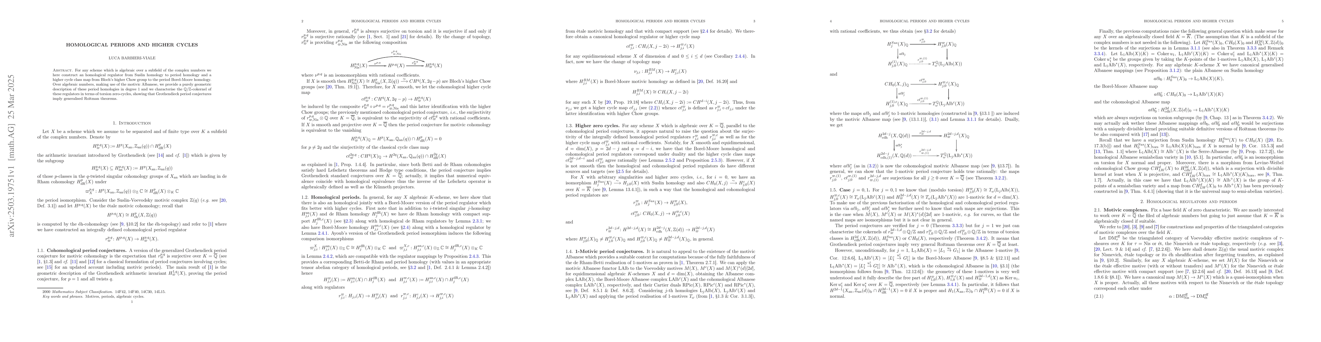 Thumbnail for Homological periods and higher cycles