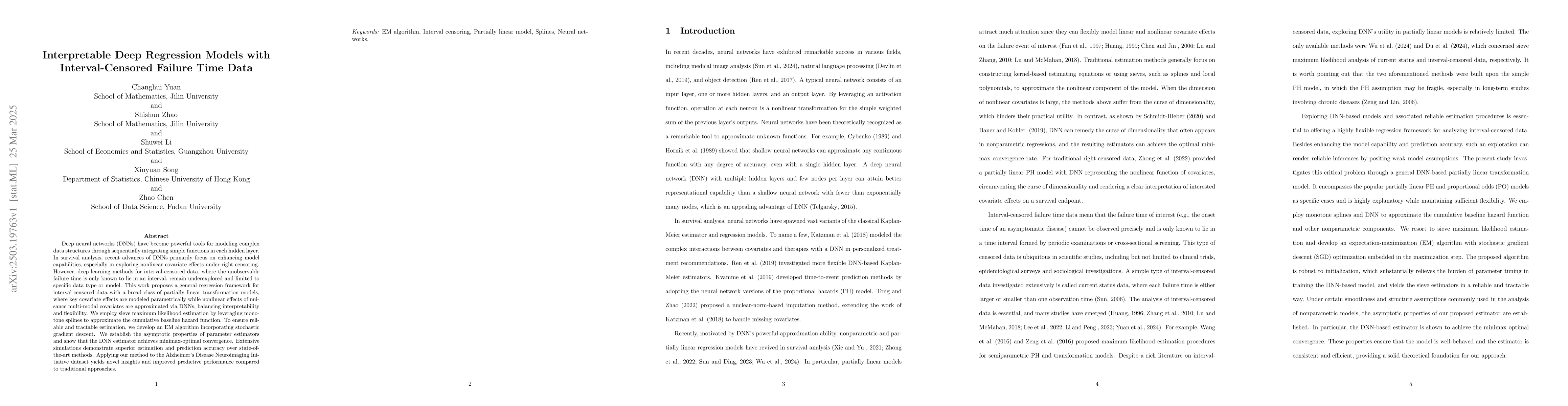 Thumbnail for Interpretable Deep Regression Models with Interval-Censored Failure Time
  Data