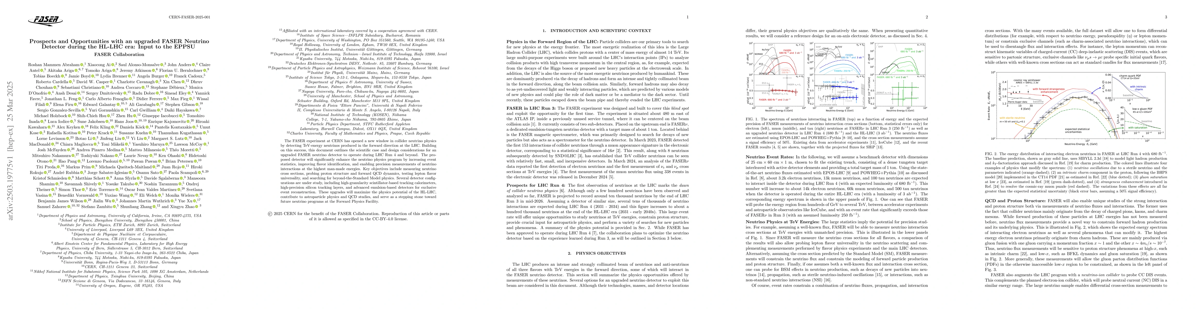 Thumbnail for Prospects and Opportunities with an upgraded FASER Neutrino Detector
  during the HL-LHC era: Input to the EPPSU