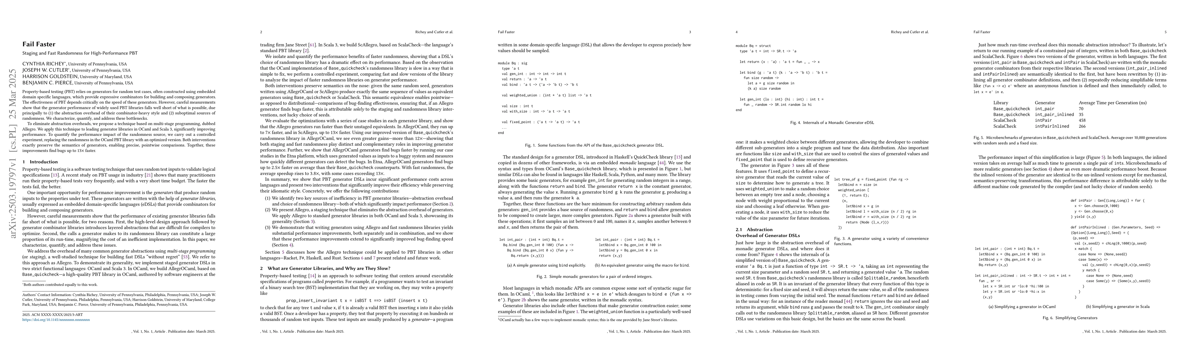 Thumbnail for Fail Faster: Staging and Fast Randomness for High-Performance PBT