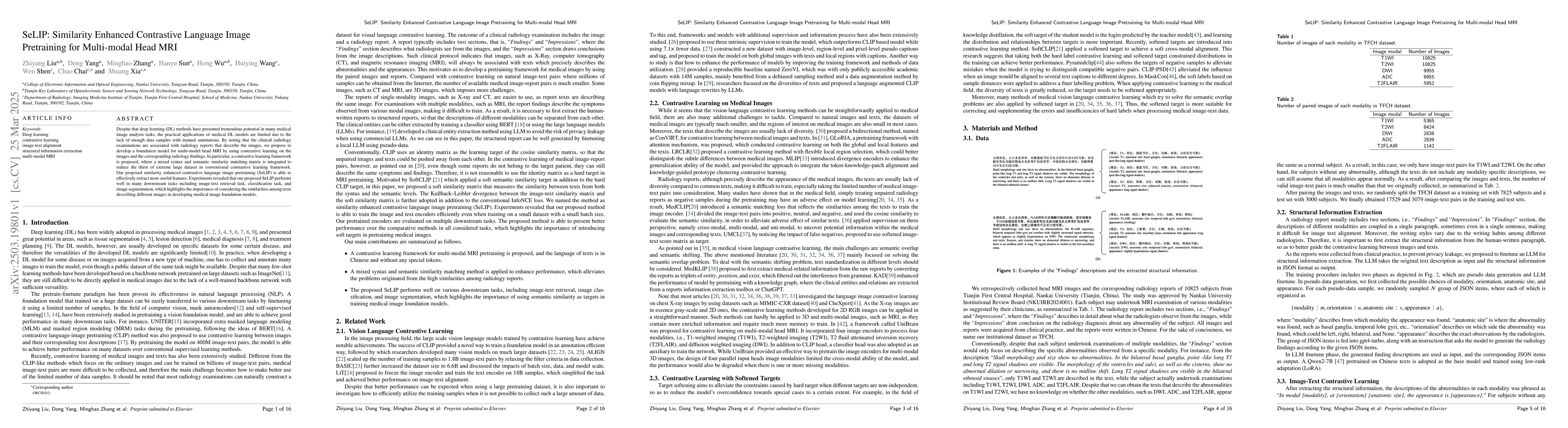 Thumbnail for SeLIP: Similarity Enhanced Contrastive Language Image Pretraining for
  Multi-modal Head MRI