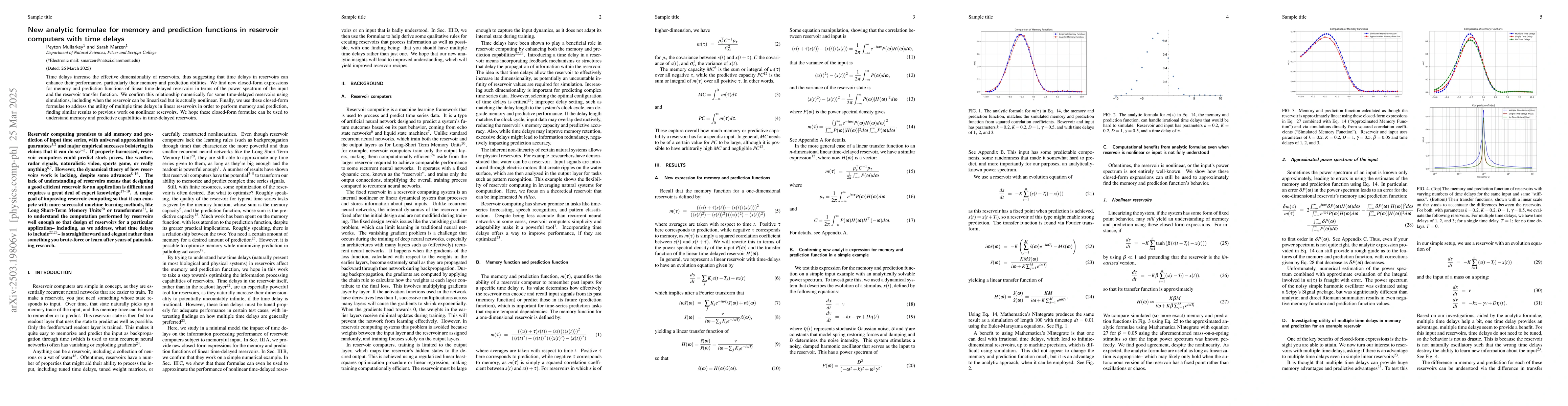 Thumbnail for New analytic formulae for memory and prediction functions in reservoir
  computers with time delays