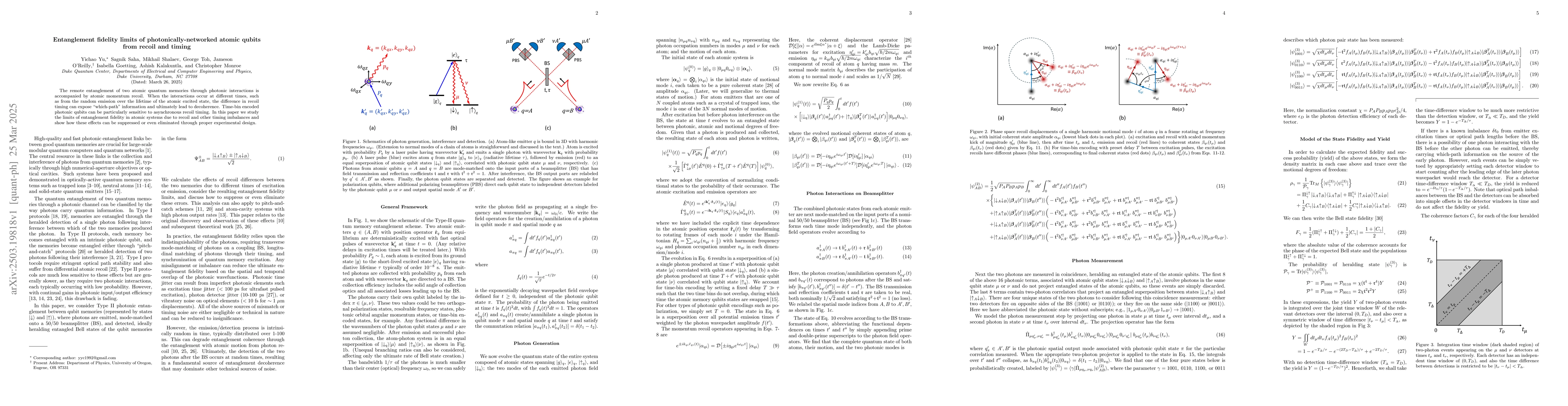 Thumbnail for Entanglement fidelity limits of photonically-networked atomic qubits
  from recoil and timing