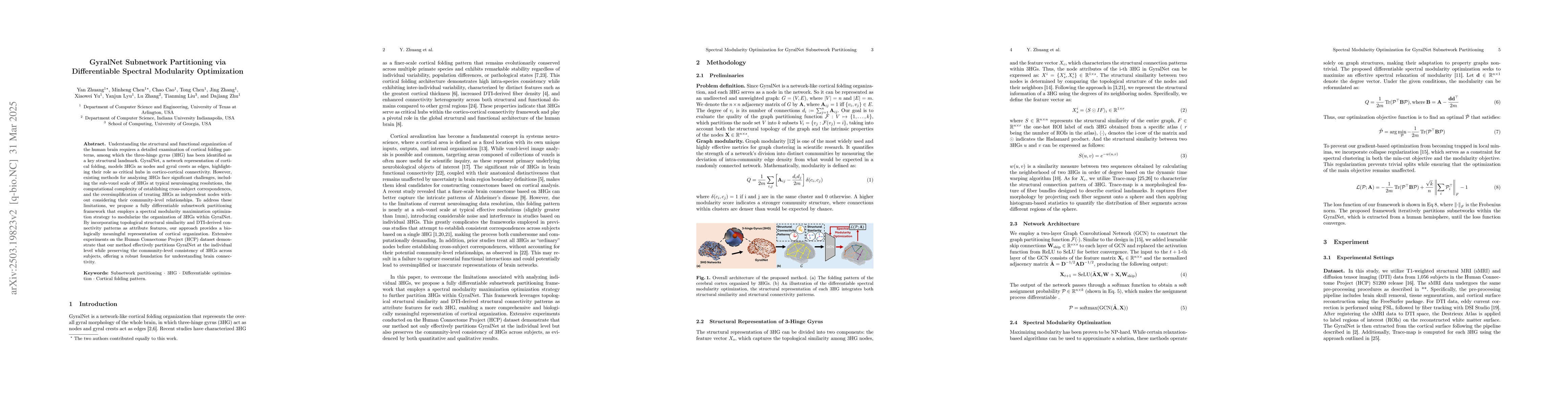 Thumbnail for GyralNet Subnetwork Partitioning via Differentiable Spectral Modularity
  Optimization