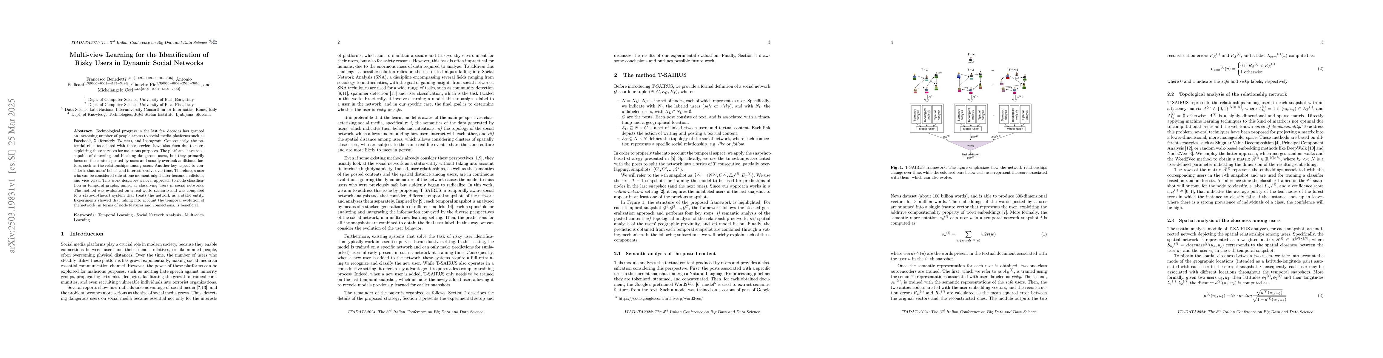 Thumbnail for Multi-view Learning for the Identification of Risky Users in Dynamic
  Social Networks