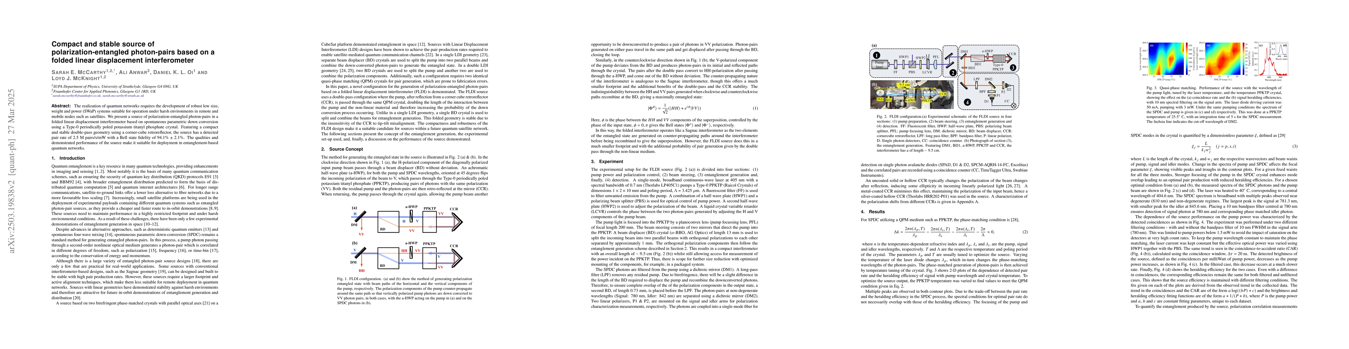 Thumbnail for Compact and stable source of polarization-entangled photon-pairs based
  on a folded linear displacement interferometer