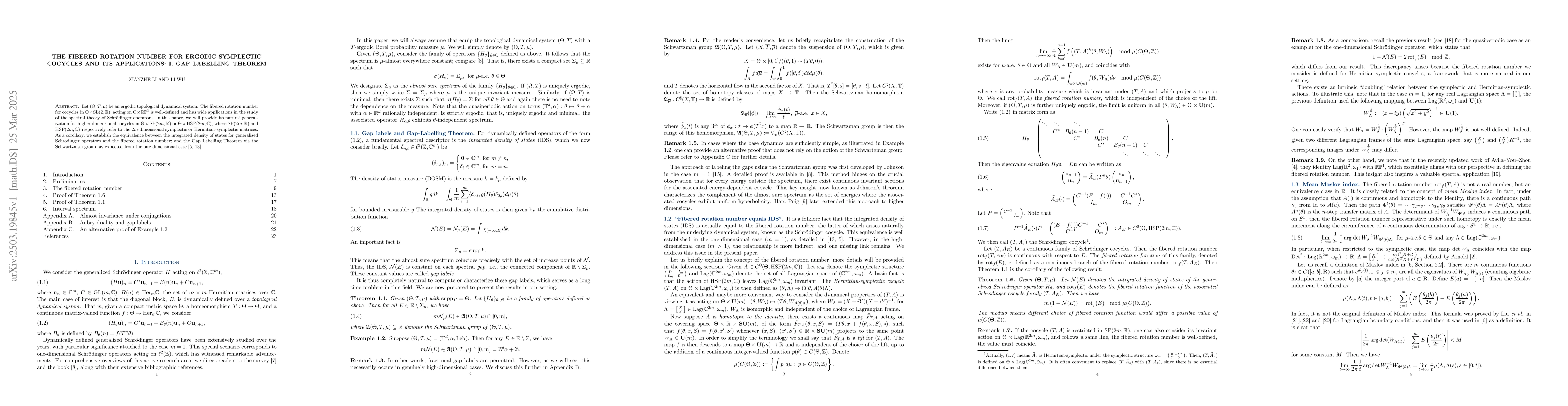 Thumbnail for The fibered rotation number for ergodic symplectic cocycles and its
  applications: I. Gap Labelling Theorem
