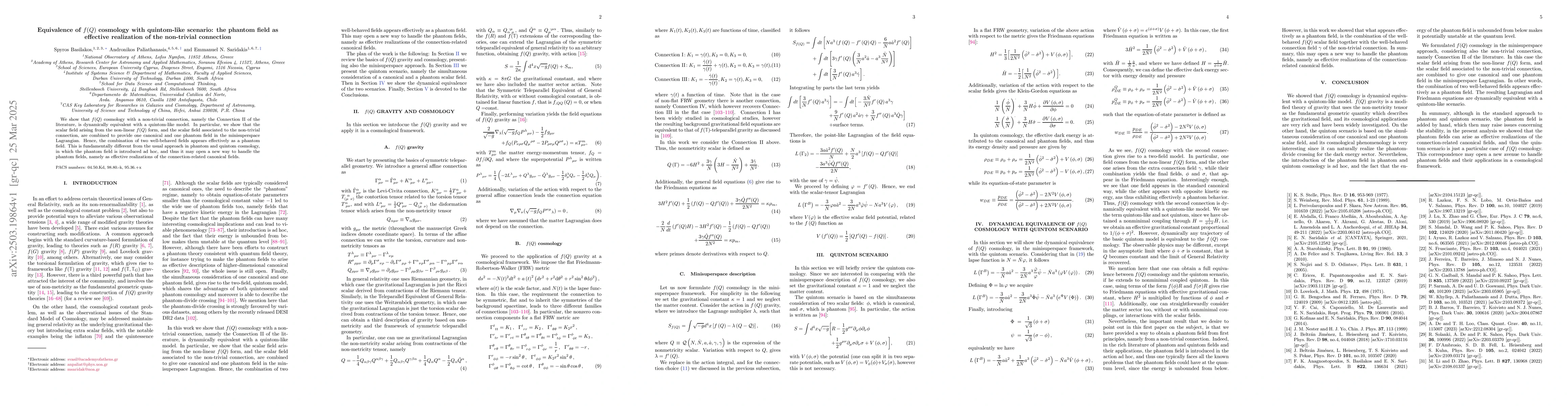 Thumbnail for Equivalence of $f(Q)$ cosmology with quintom-like scenario: the phantom
  field as effective realization of the non-trivial connection