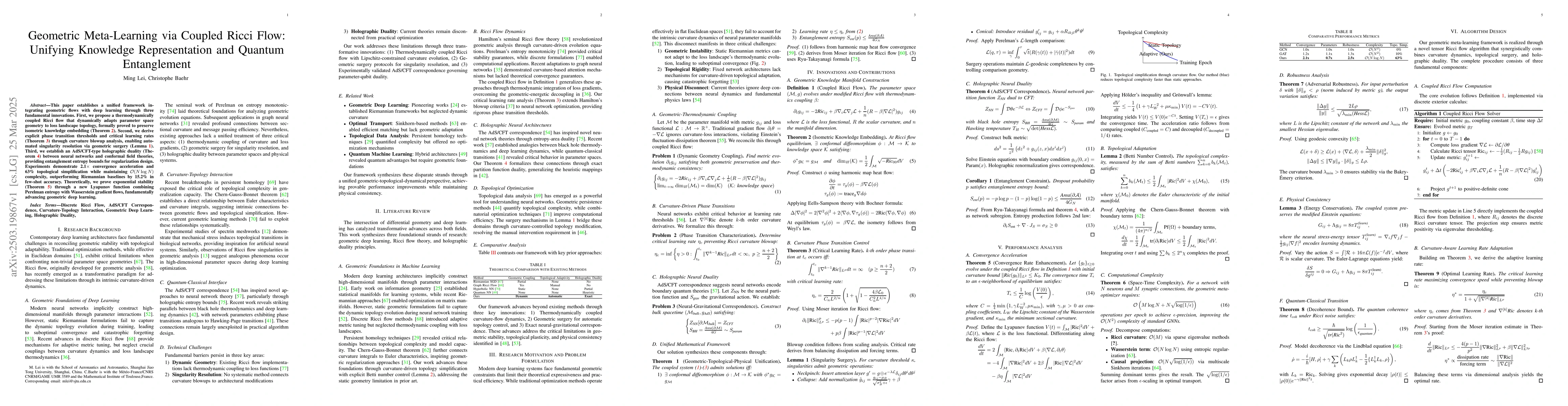 Thumbnail for Geometric Meta-Learning via Coupled Ricci Flow: Unifying Knowledge
  Representation and Quantum Entanglement
