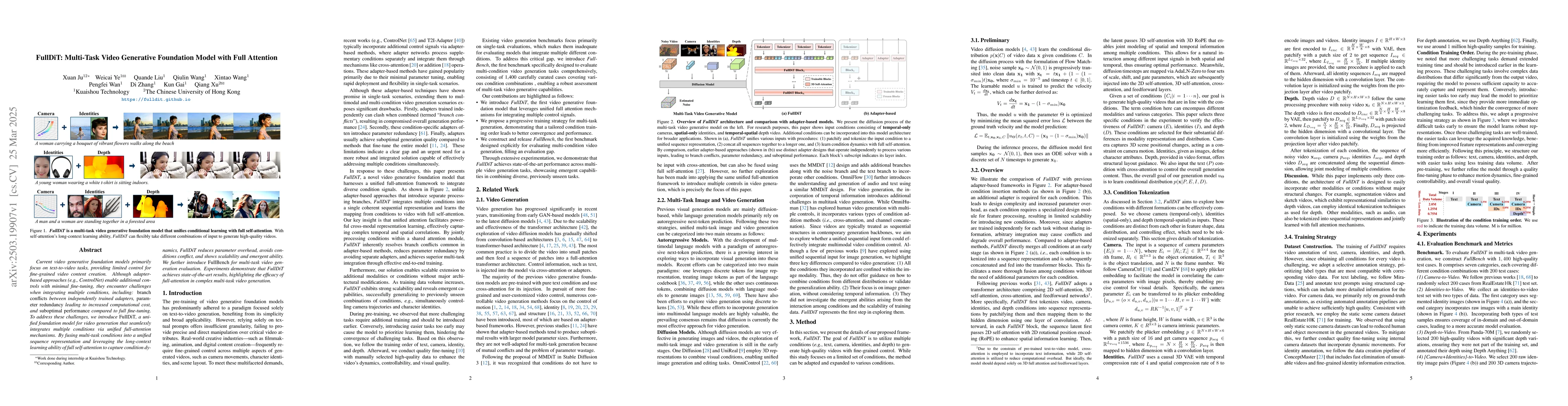 Thumbnail for FullDiT: Multi-Task Video Generative Foundation Model with Full
  Attention