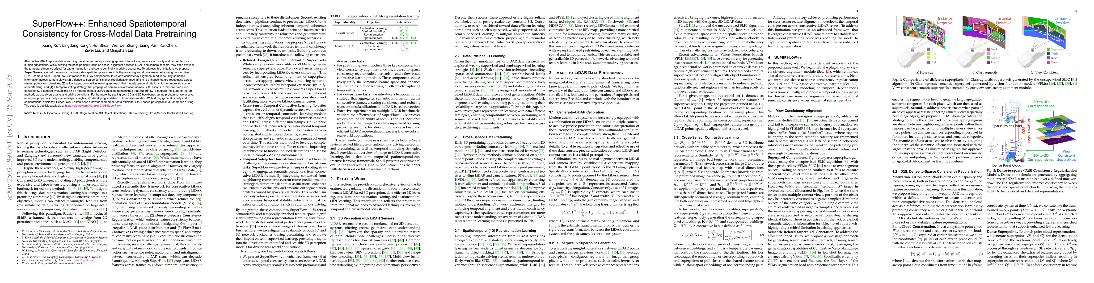 Thumbnail for SuperFlow++: Enhanced Spatiotemporal Consistency for Cross-Modal Data
  Pretraining