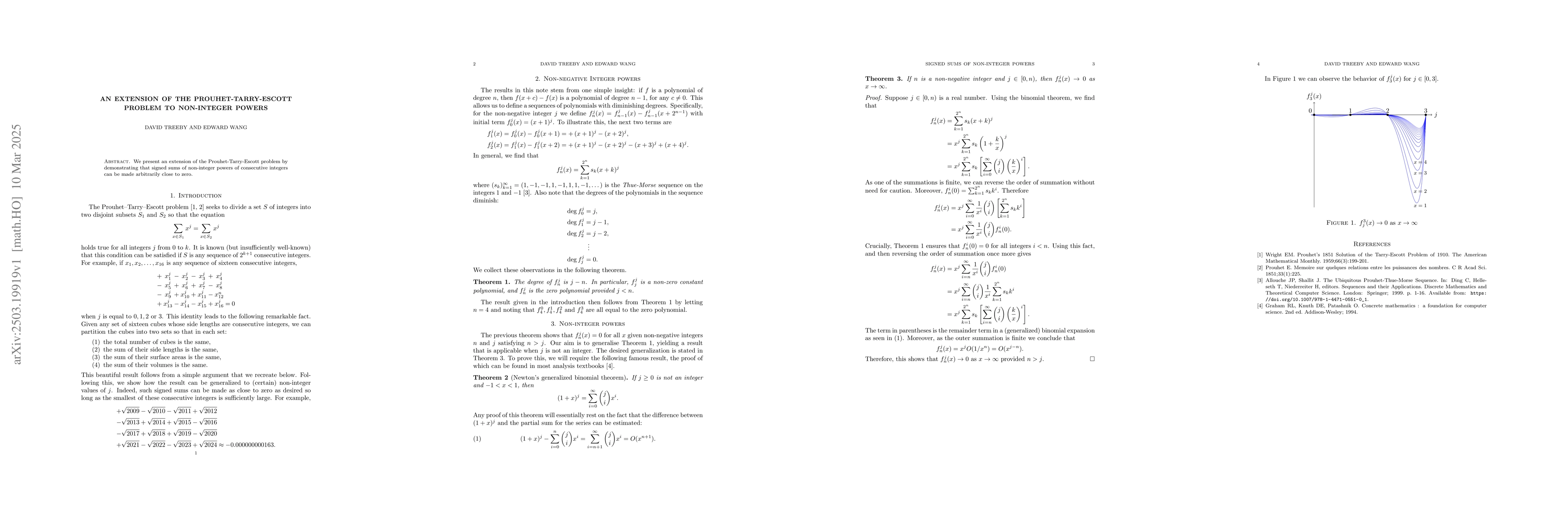 Thumbnail for An Extension of the Prouhet-Tarry-Escott Problem to Nonnegative,
  Noninteger Powers
