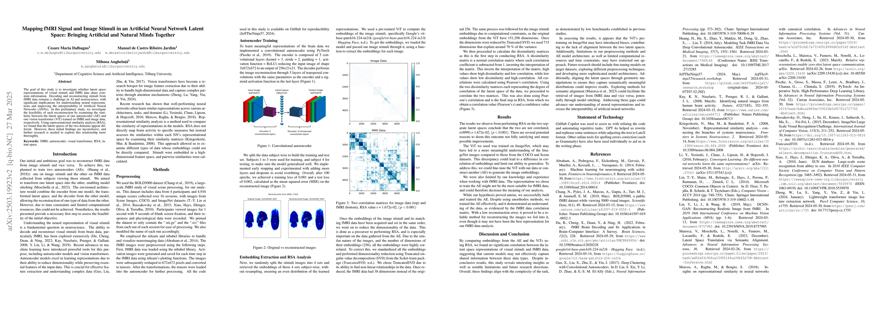 Thumbnail for Mapping fMRI Signal and Image Stimuli in an Artificial Neural Network
  Latent Space: Bringing Artificial and Natural Minds Together