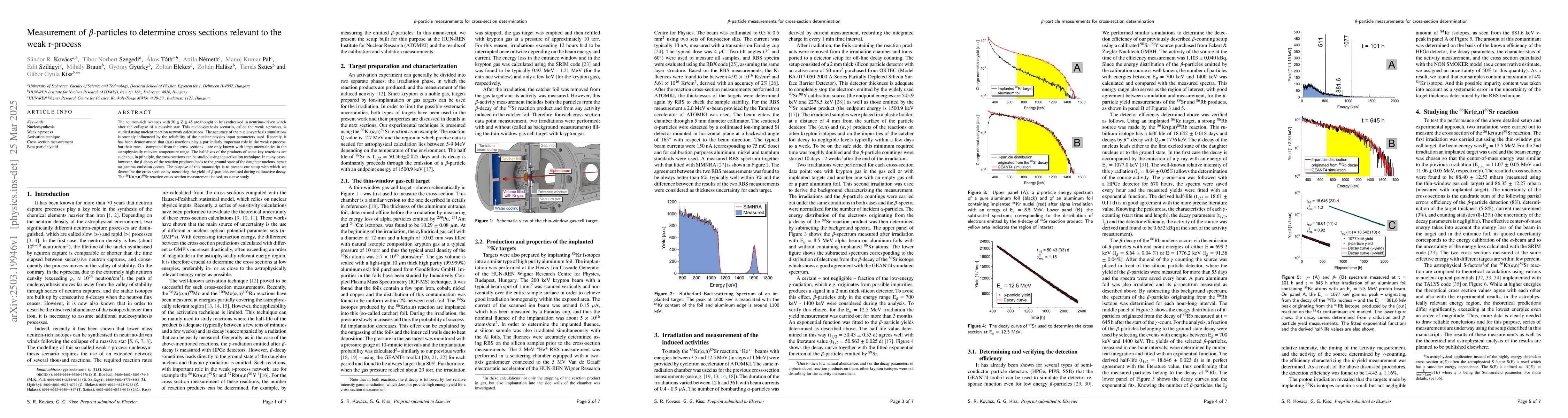 Thumbnail for Measurement of $β$-particles to determine cross sections relevant to
  the weak r-process