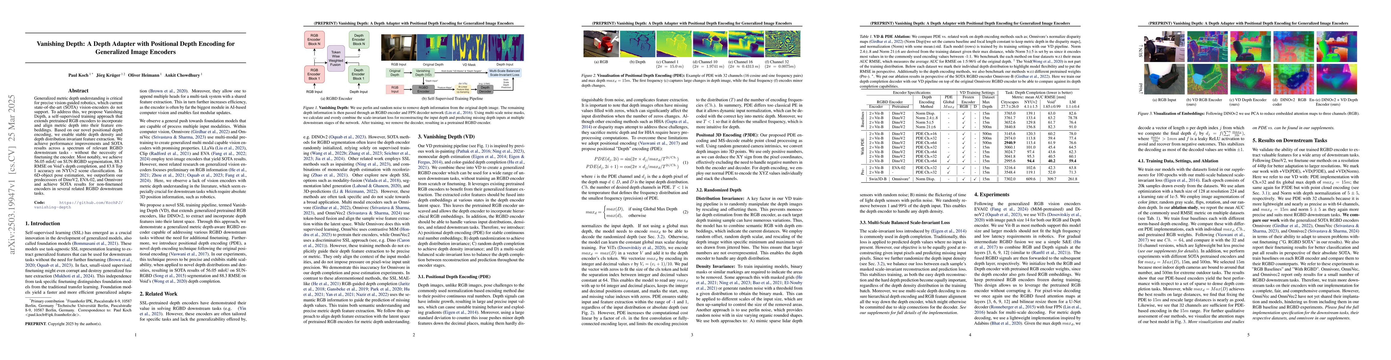 Thumbnail for Vanishing Depth: A Depth Adapter with Positional Depth Encoding for
  Generalized Image Encoders